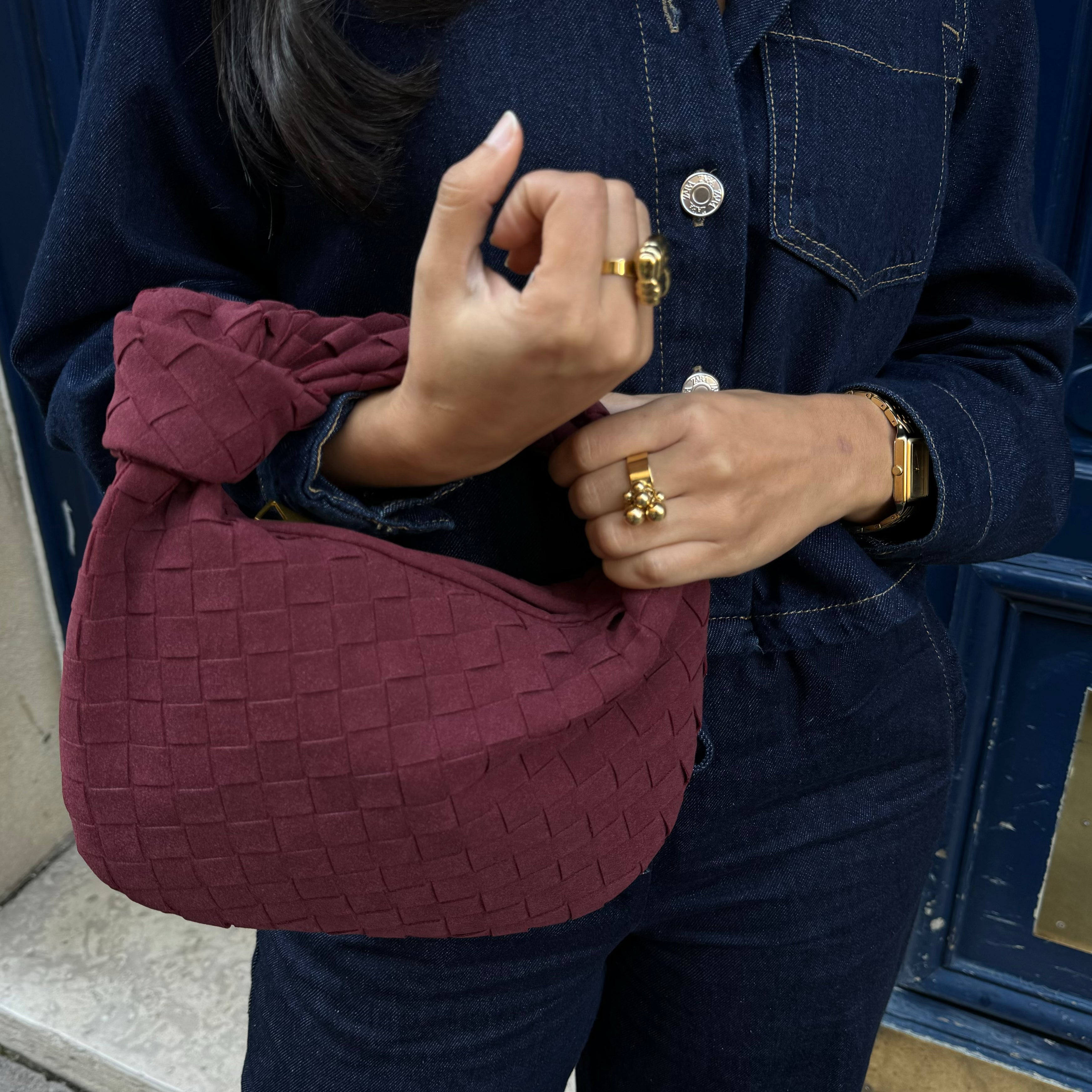 The burgundy Velvet bag